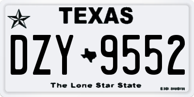 TX license plate DZY9552