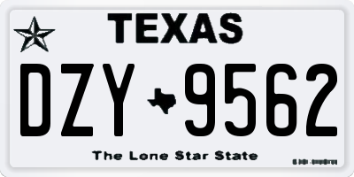 TX license plate DZY9562