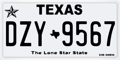 TX license plate DZY9567