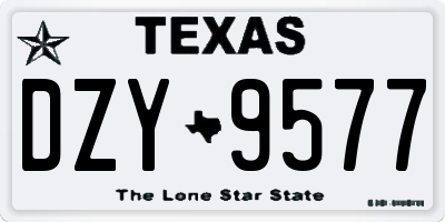 TX license plate DZY9577