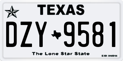 TX license plate DZY9581