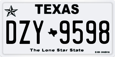 TX license plate DZY9598