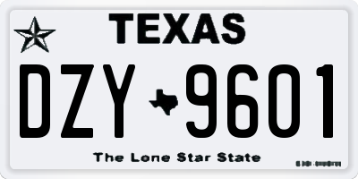 TX license plate DZY9601