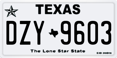 TX license plate DZY9603