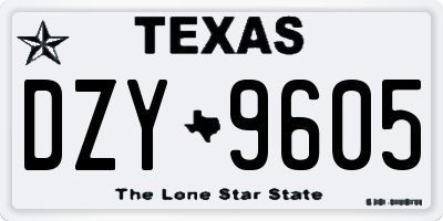 TX license plate DZY9605