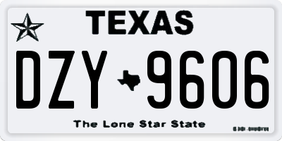 TX license plate DZY9606