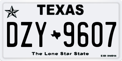 TX license plate DZY9607