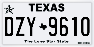 TX license plate DZY9610