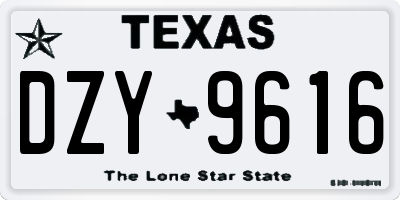 TX license plate DZY9616