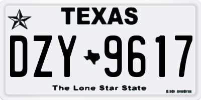 TX license plate DZY9617
