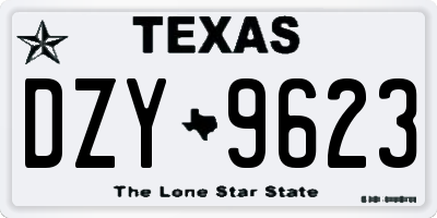 TX license plate DZY9623