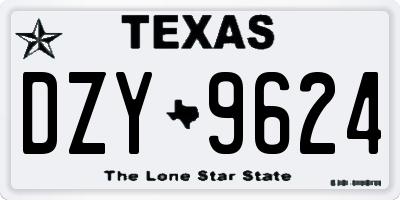 TX license plate DZY9624