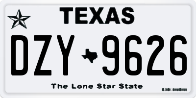 TX license plate DZY9626