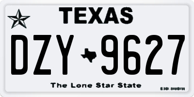 TX license plate DZY9627