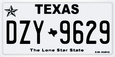 TX license plate DZY9629