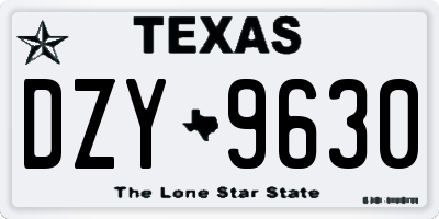 TX license plate DZY9630