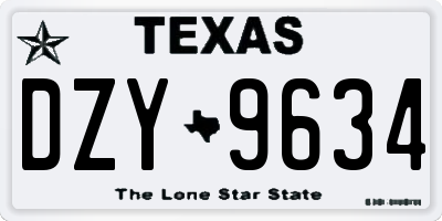 TX license plate DZY9634