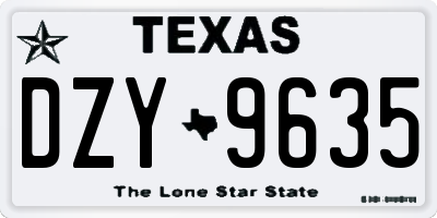 TX license plate DZY9635