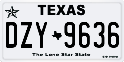 TX license plate DZY9636