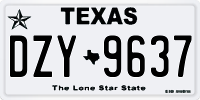 TX license plate DZY9637