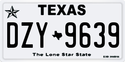 TX license plate DZY9639