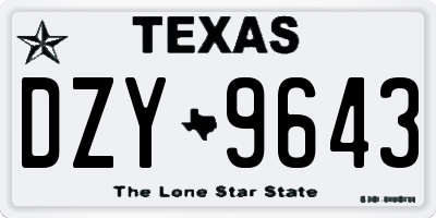 TX license plate DZY9643