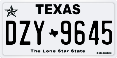 TX license plate DZY9645