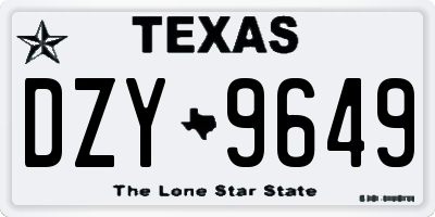 TX license plate DZY9649