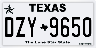 TX license plate DZY9650