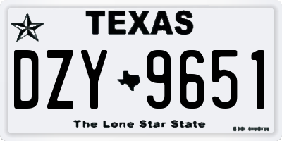 TX license plate DZY9651