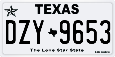 TX license plate DZY9653