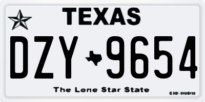 TX license plate DZY9654