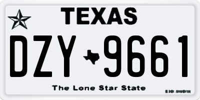 TX license plate DZY9661