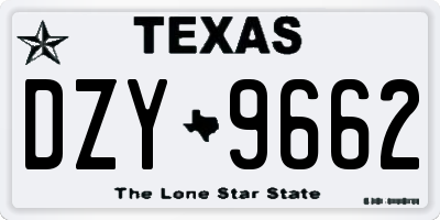 TX license plate DZY9662