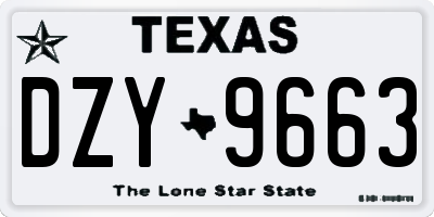 TX license plate DZY9663