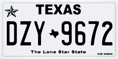 TX license plate DZY9672