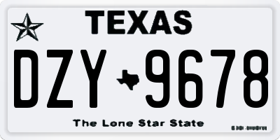 TX license plate DZY9678