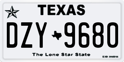 TX license plate DZY9680