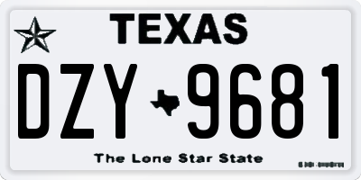 TX license plate DZY9681