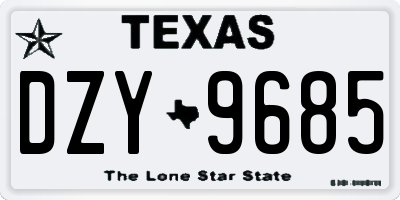 TX license plate DZY9685