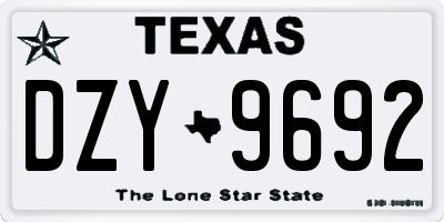 TX license plate DZY9692