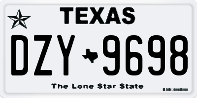 TX license plate DZY9698