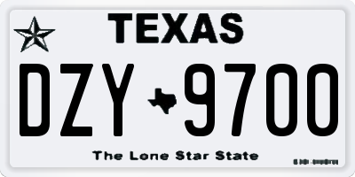 TX license plate DZY9700