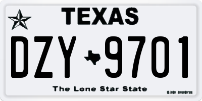 TX license plate DZY9701