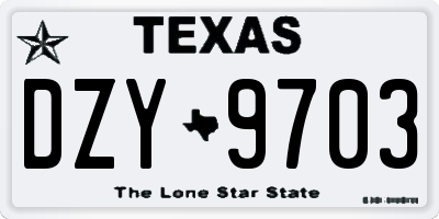TX license plate DZY9703