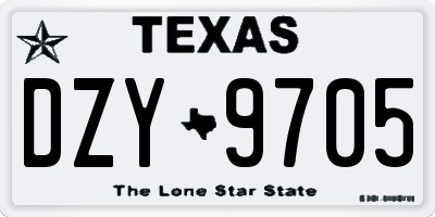 TX license plate DZY9705