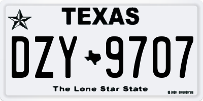 TX license plate DZY9707