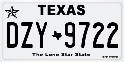 TX license plate DZY9722