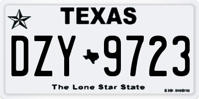 TX license plate DZY9723