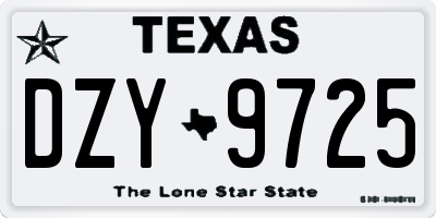 TX license plate DZY9725